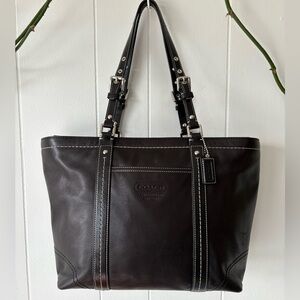 Coach Black Leather Tote Bag